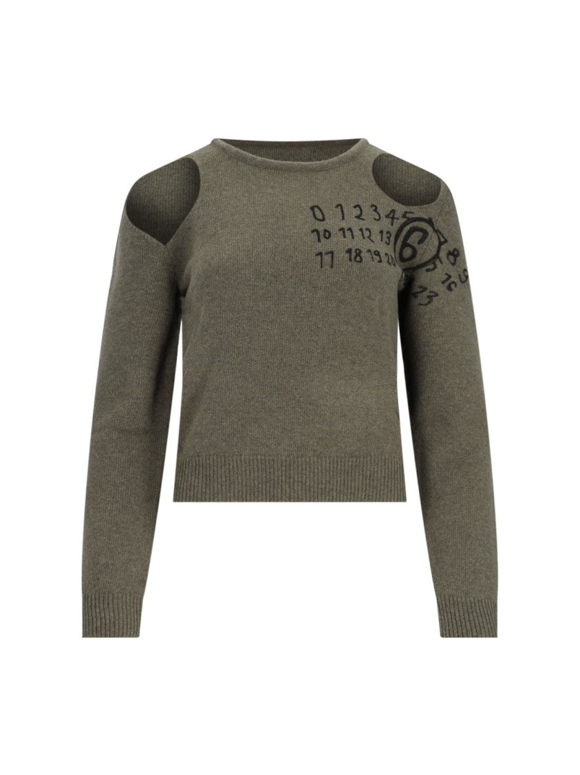 Mm6 By Maison Margiela Cut-Out Detail Sweater – Green