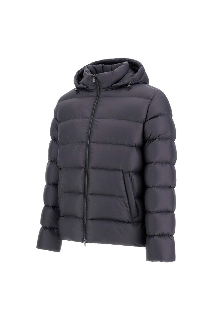 Herno Grey Polyester Hooded Puffer Jacket