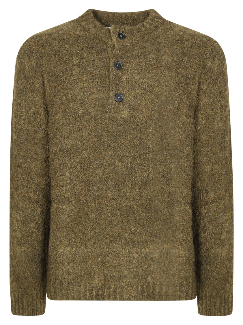 Amaranto Textured Knit Sweater With Henley Neckline