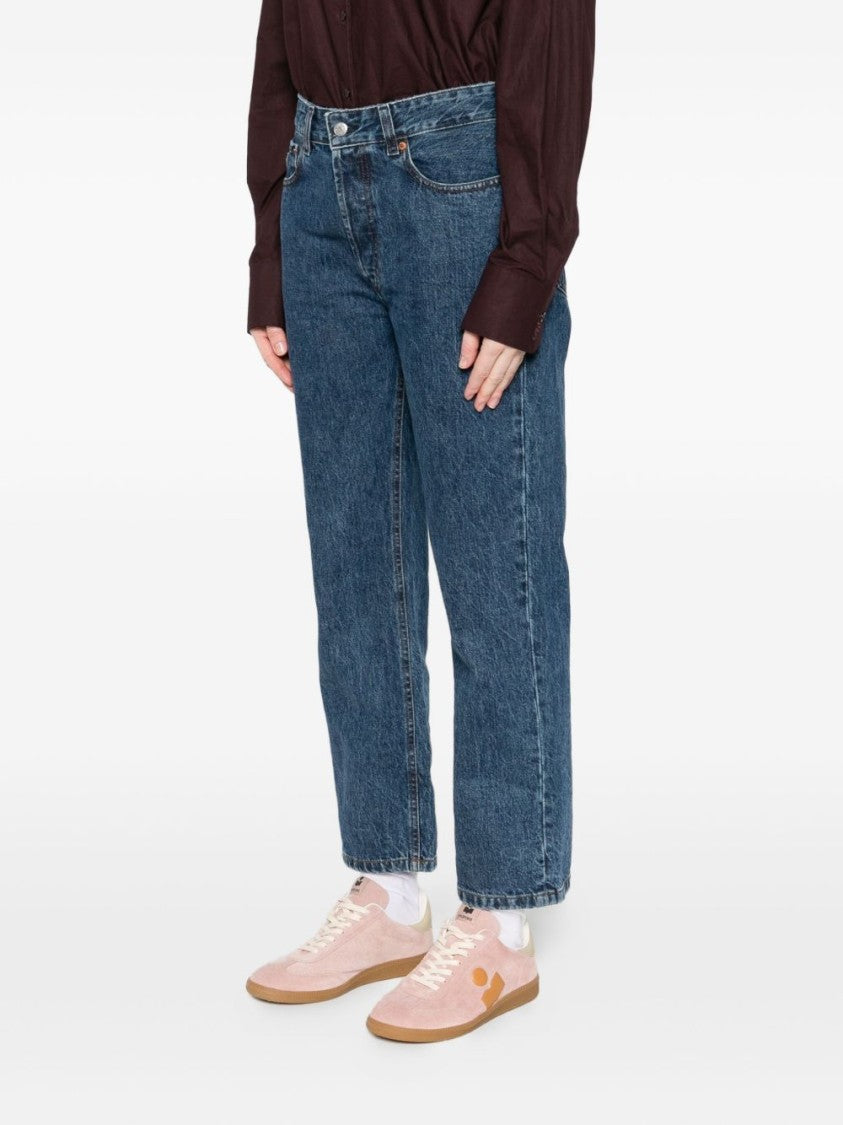 Iois Classic Straight-Leg Blue Jeans With Mid-Rise Waist