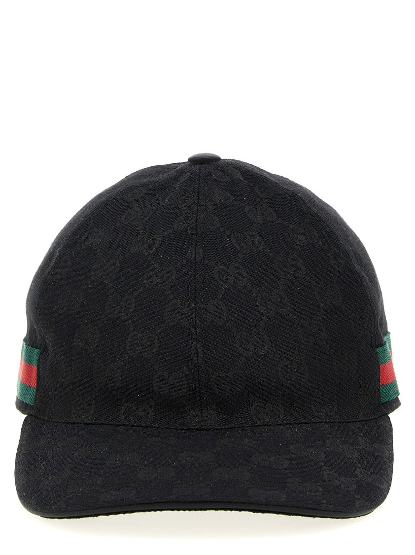 Gucci Subtle Logo Black Cap With Distinctive Web Band