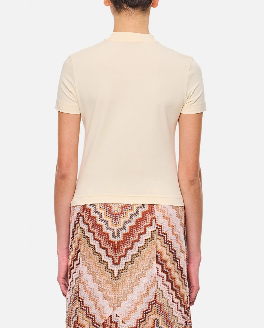 Jacquemus Fitted Round Neck T-Shirt With Logo Label In Beige