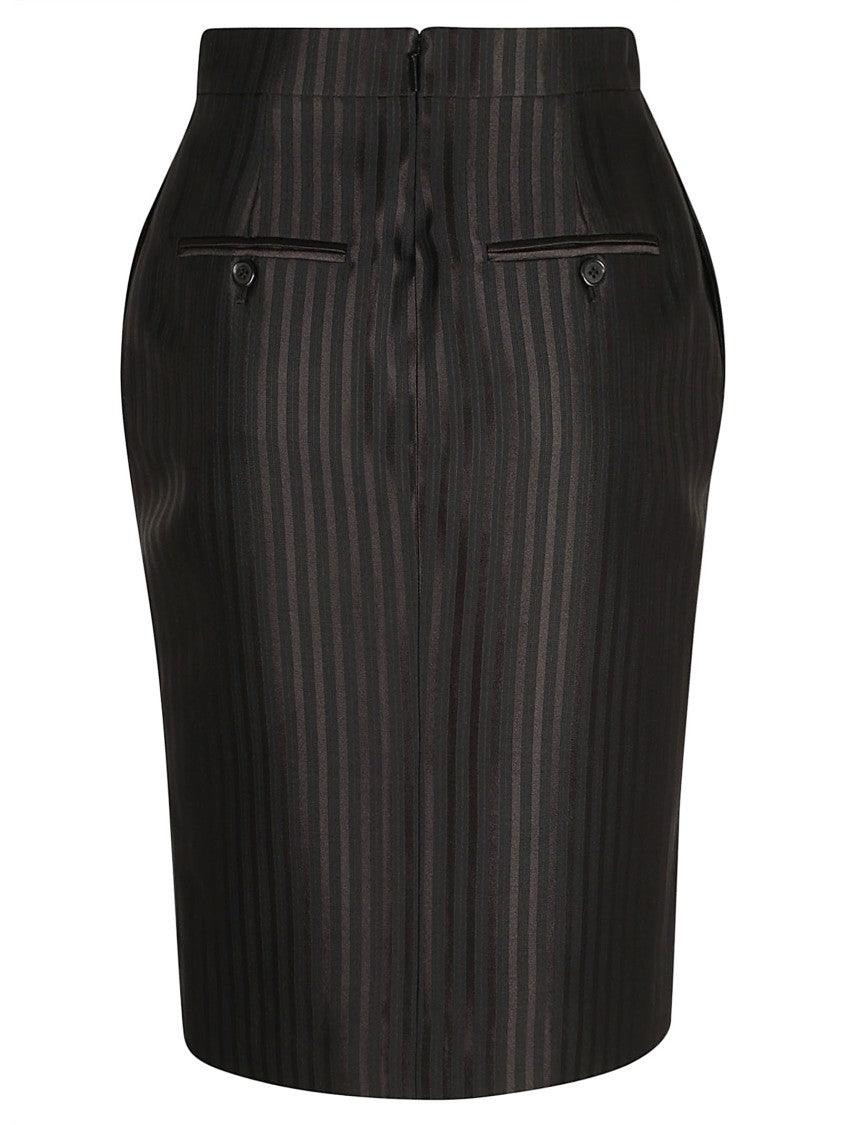 Saint Laurent Knee-Length Skirt With Vertical Stripe Pattern