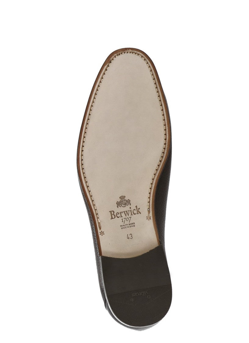 Berwick 1707 Brown Pebbled Leather Mask Loafers