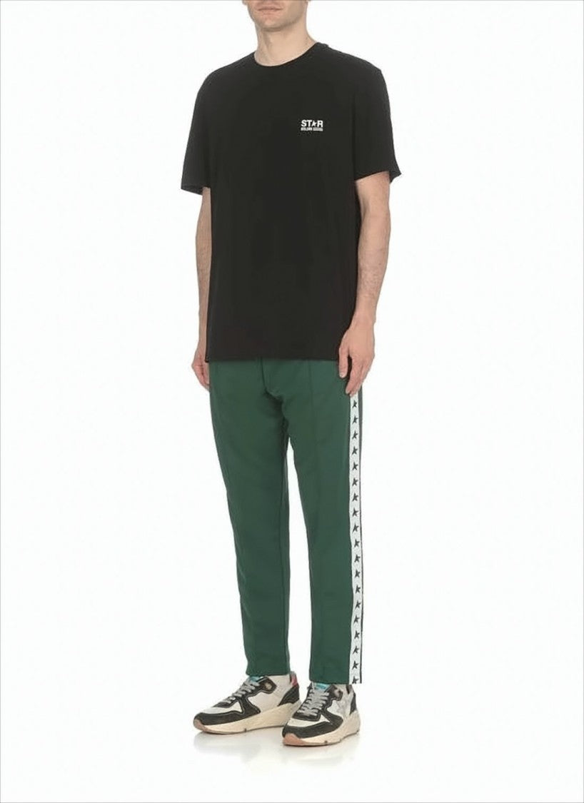 Golden Goose Tapered Green Joggers With Dark Green Star Motifs