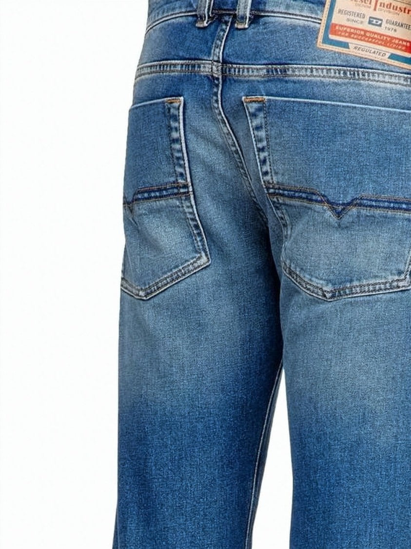 Diesel Straight-Leg Denim Pants In Medium Blue Wash