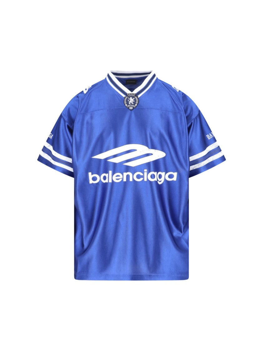Balenciaga 3B Football V-Neck Logo T-Shirt