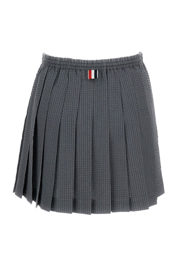 Thom Browne Pleated Mini Skirt With Seersucker Texture