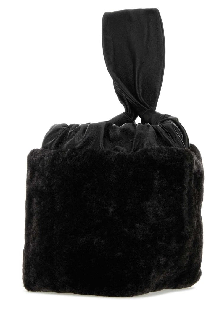 Jil Sander Black Shearling Clutch