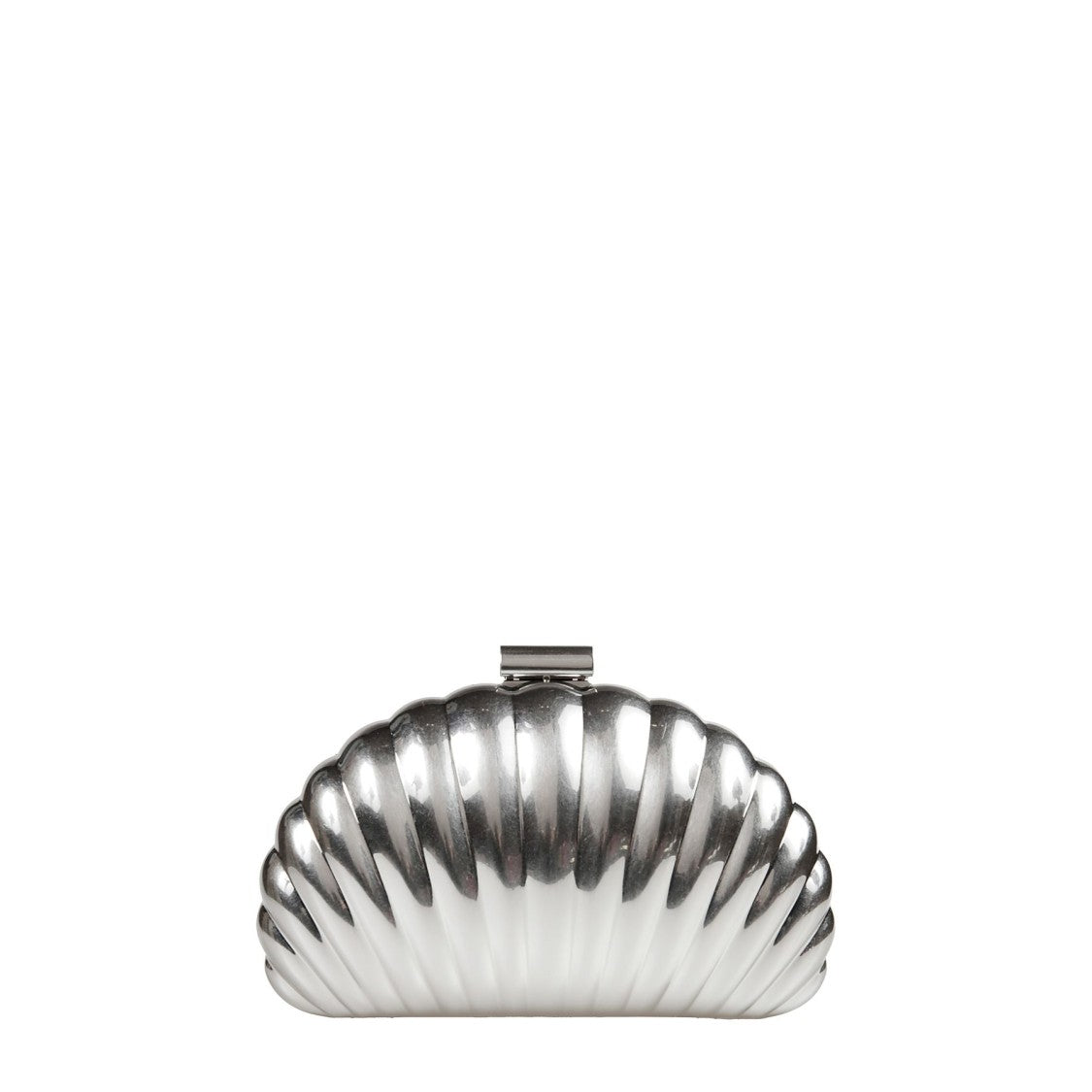 Simkhai Scallop Shell Metallic Silver Clutch