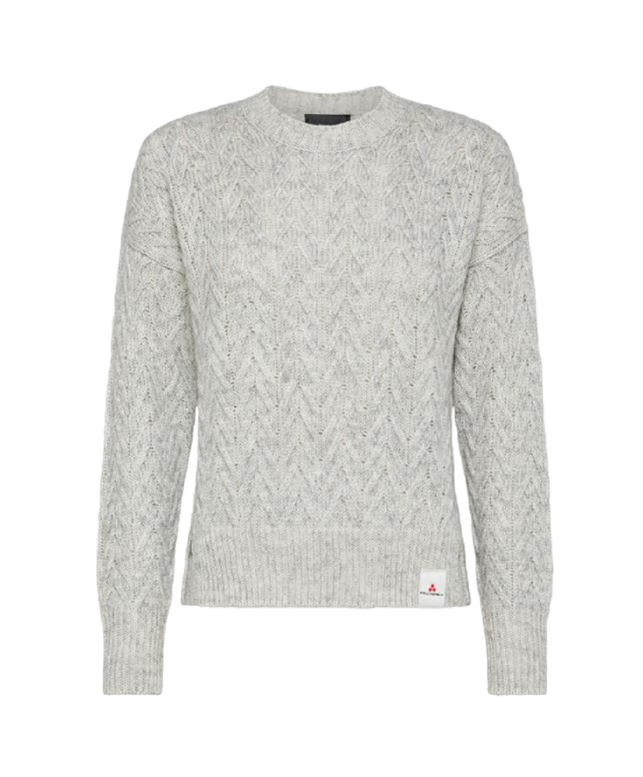 Peuterey Herringbone Knit Crew-Neck Sweater Alpaca Cotton