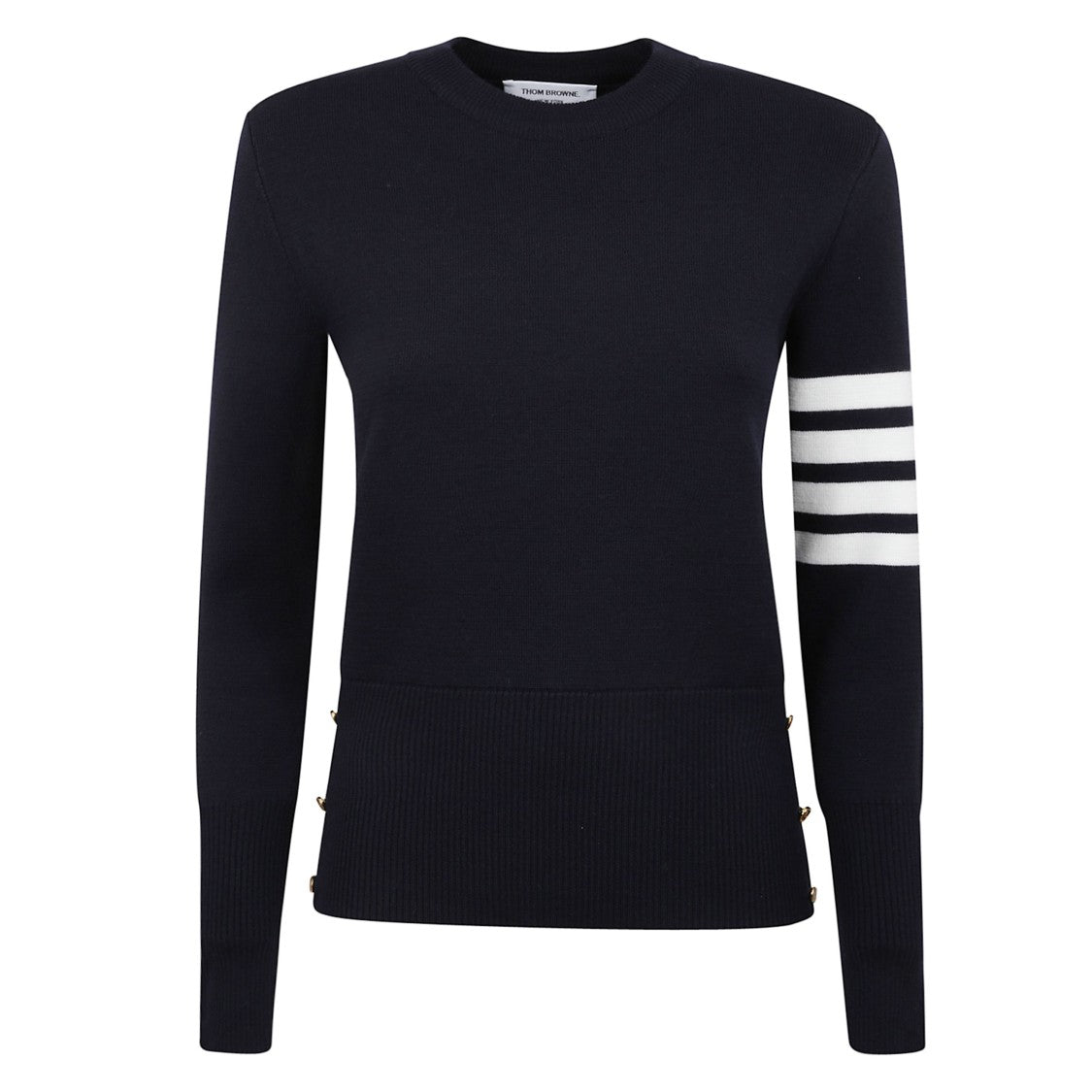 Thom Browne Wool Crewneck Sweater With Grosgrain Trim
