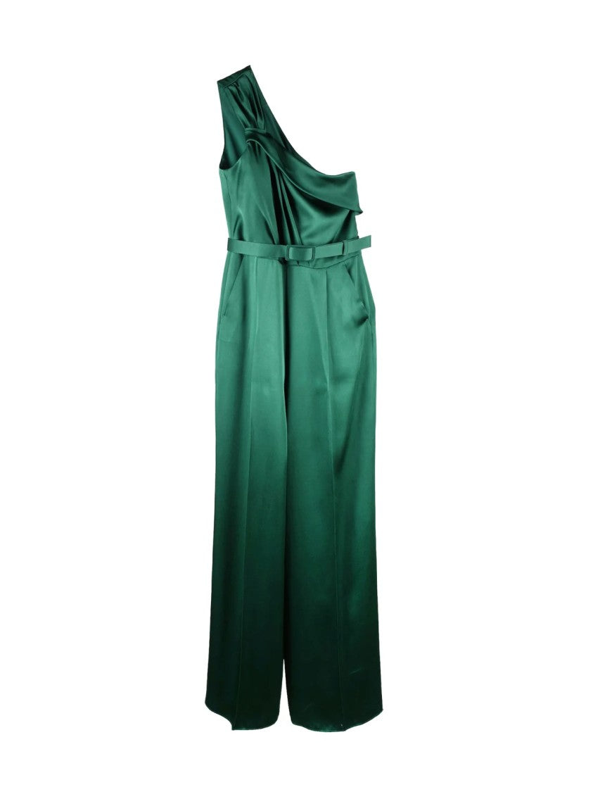 Max Mara Green Gioire Acetate Viscose One-Shoulder Jumpsuit