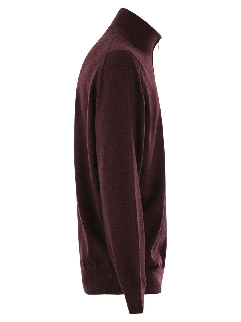 Brunello Cucinelli High-Necked Cashmere Sweater With Zip Opening