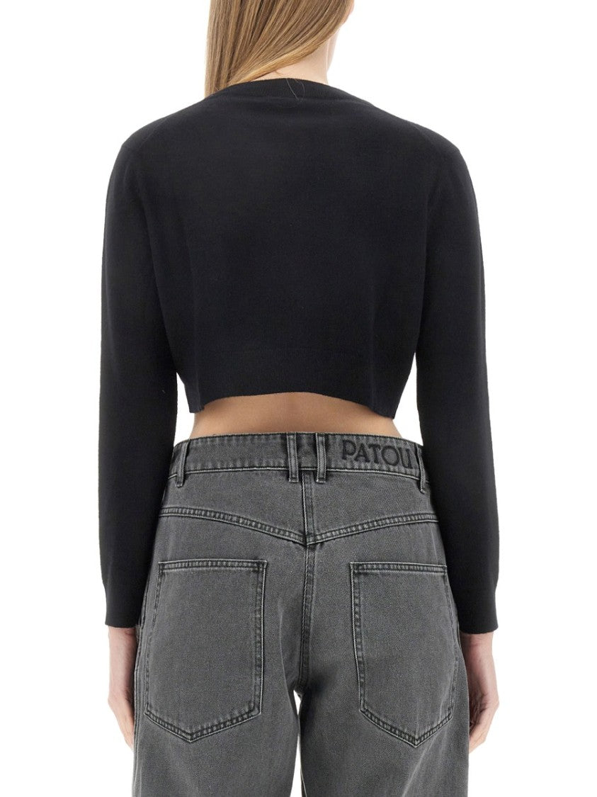 Patou Cropped Black Sweatshirt