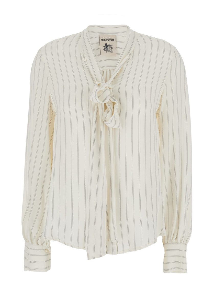Semi Couture Striped Crepe De Chine Shirt