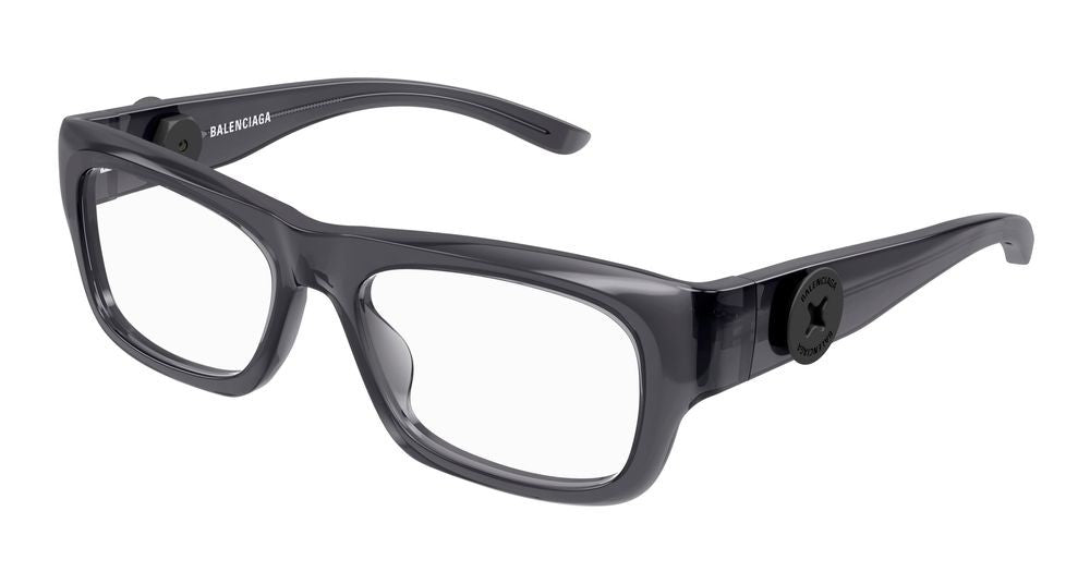 Balenciaga Grey Iconic Emblem Oversized Square Acetate Eyeglasses