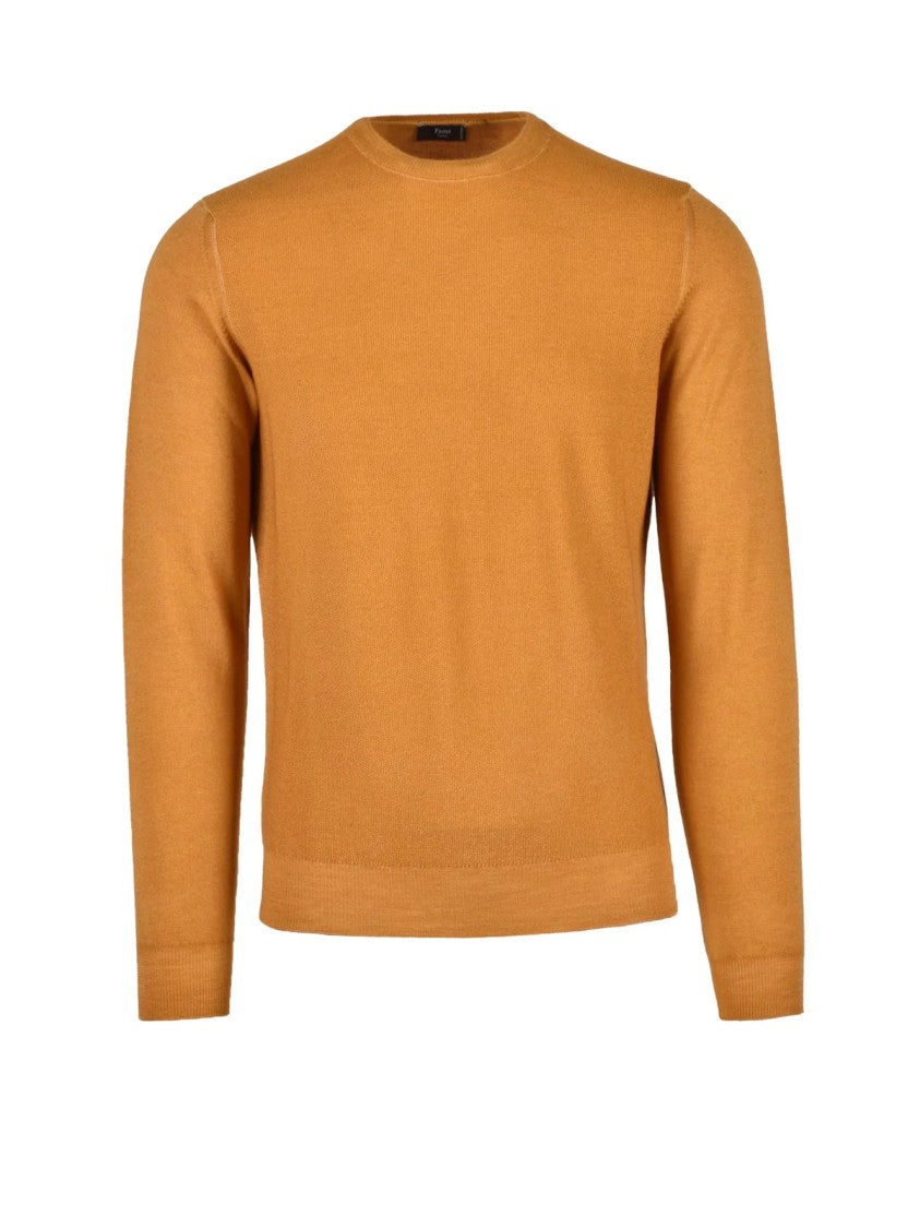 Fama Merino Wool Sweater With Classic Crew Neckline And Minimalist Design