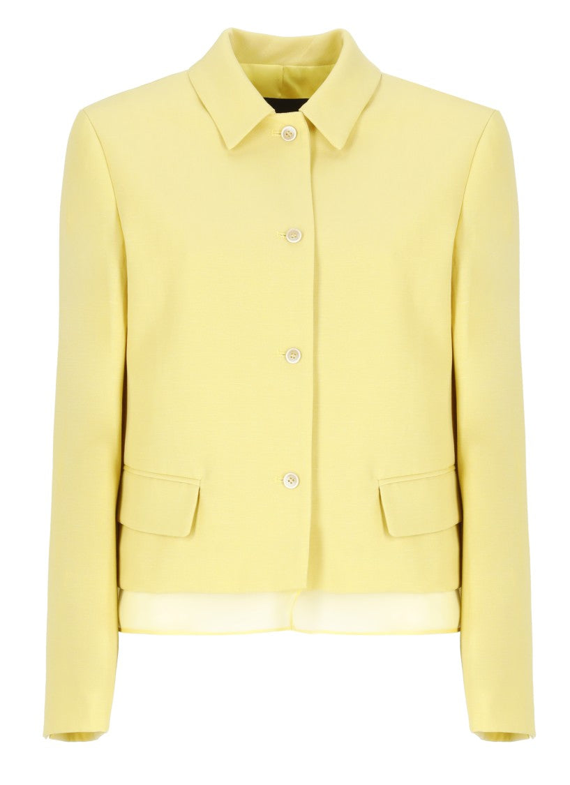 Fabiana Filippi Wool And Linen Jacket With Tulle Hem Detail