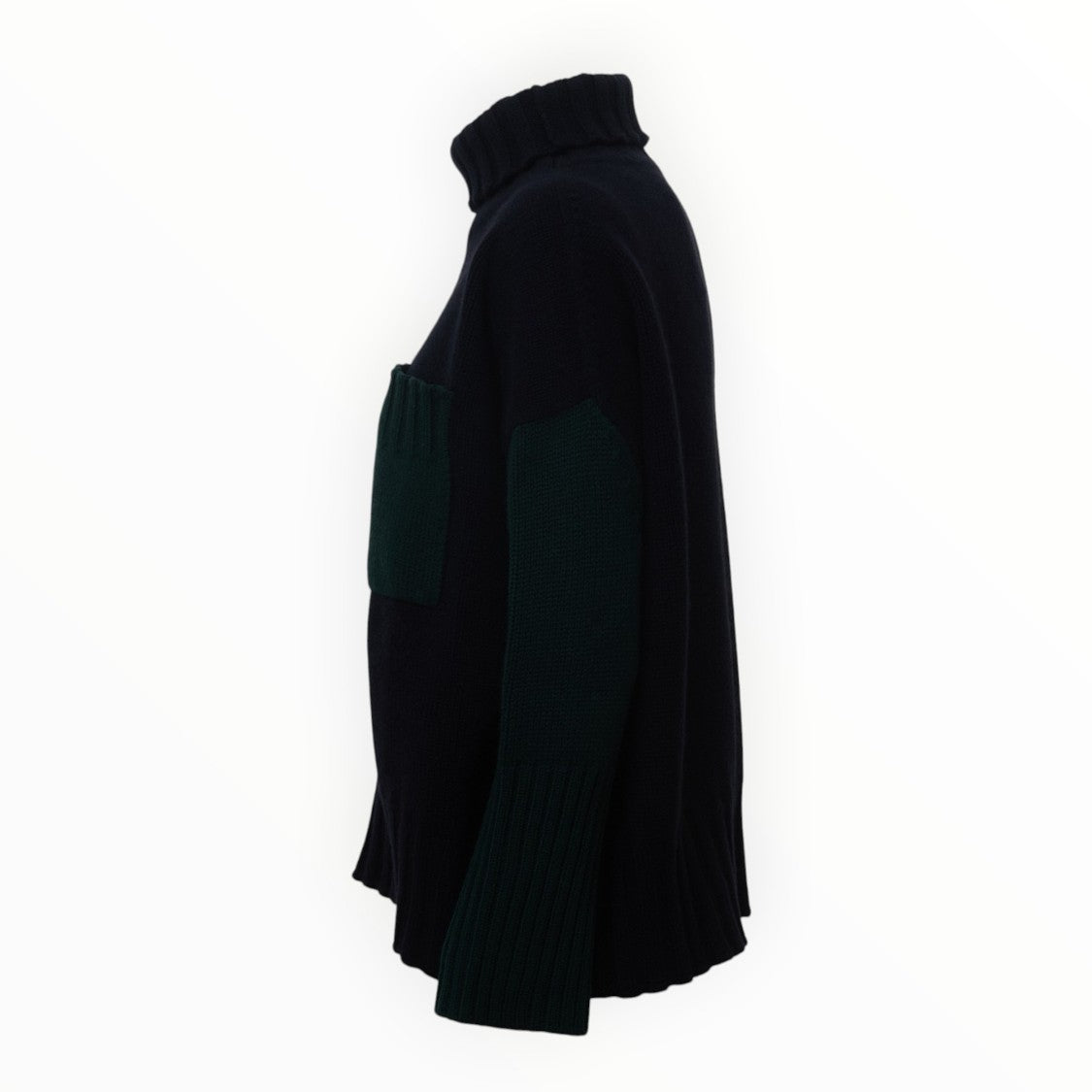 Be You Oversized Patch-Pocket Turtleneck Sweater