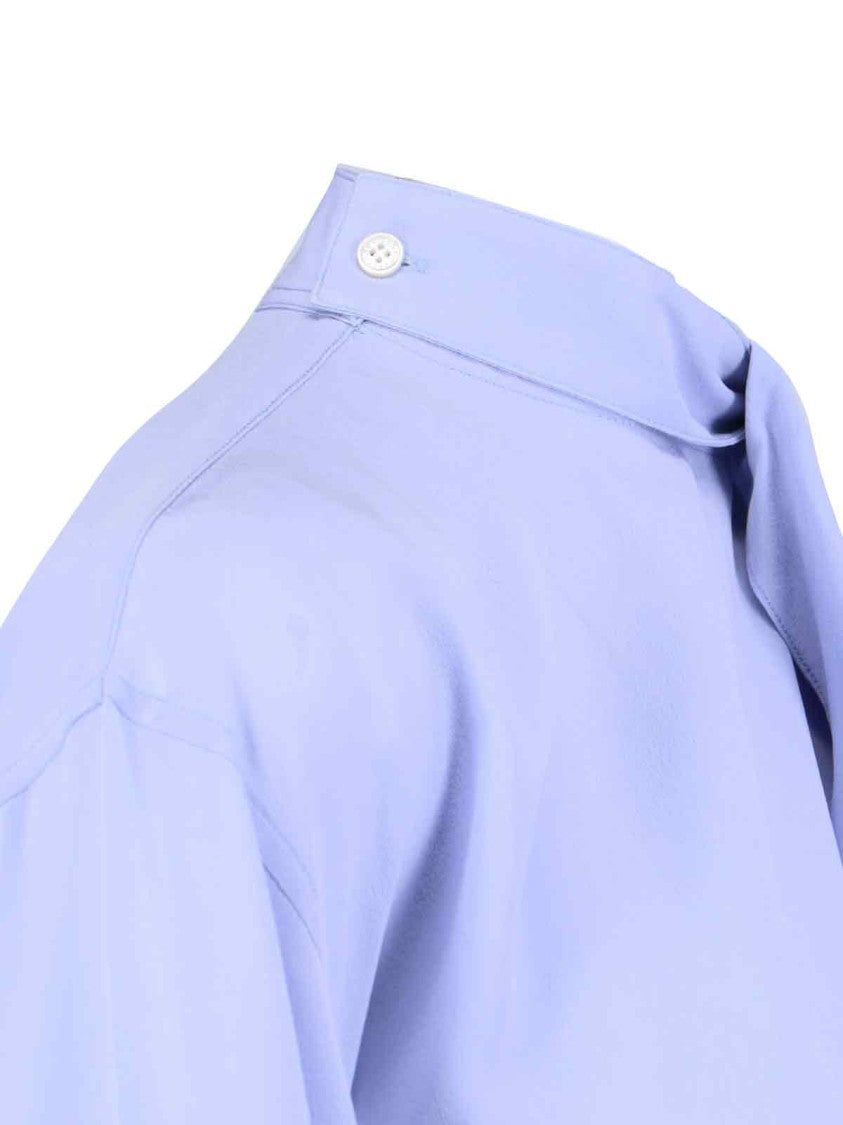 Victoria Beckham Silk Lavallière Shirt Light Blue