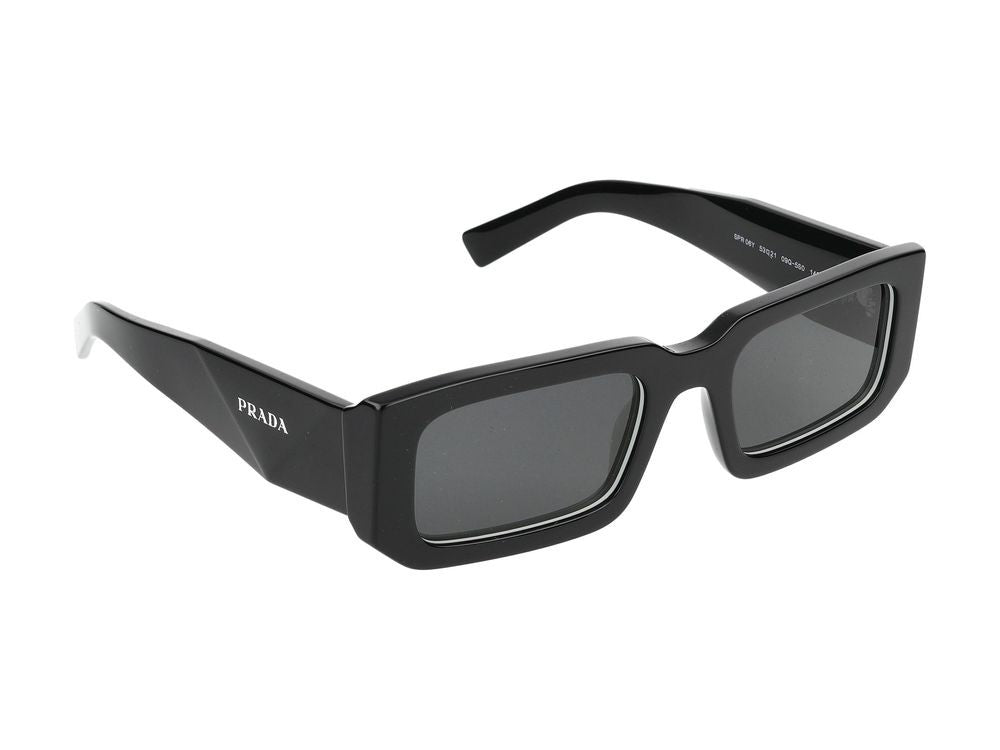 Prada Black Oversized Rectangular Acetate Sunglasses