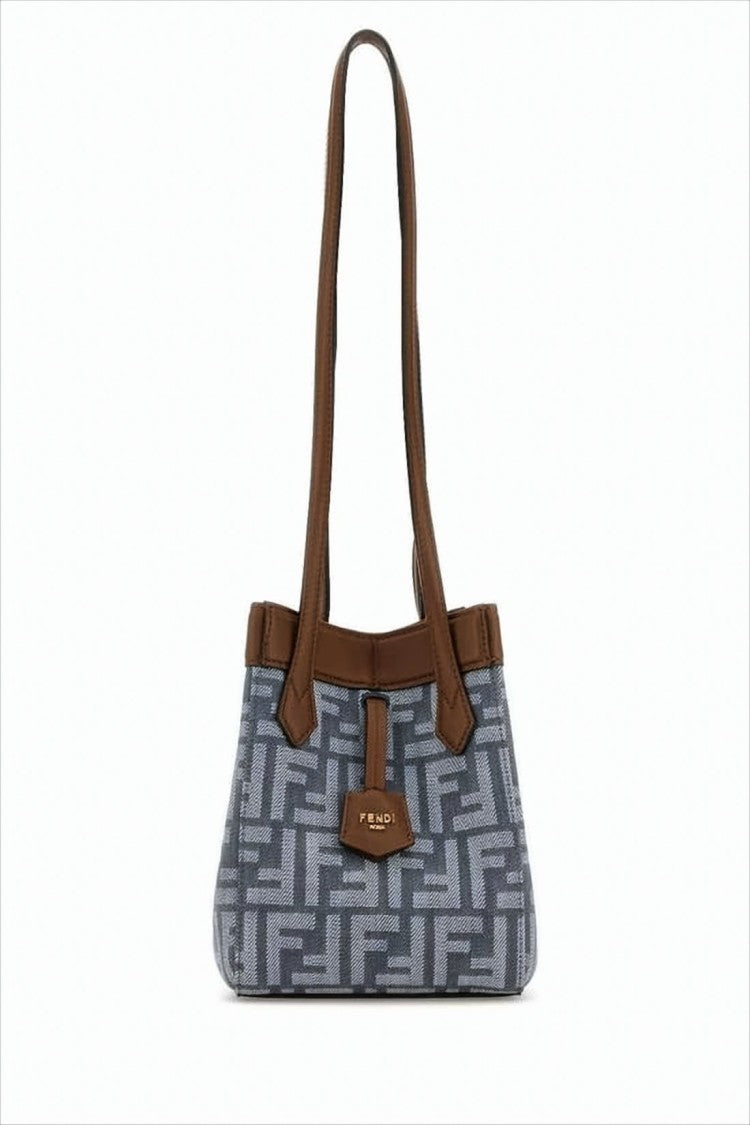 Fendi Geometric Monogram Crossbody Shoulder Bag With Calfskin Trims