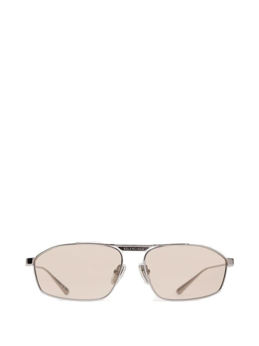 Balenciaga Narrow Rectangular Silver Sunglasses