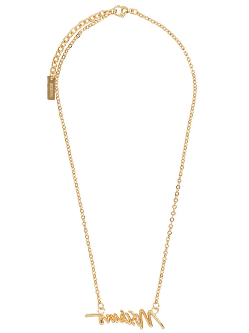 Moschino Logo Polished Fine Chain Necklace