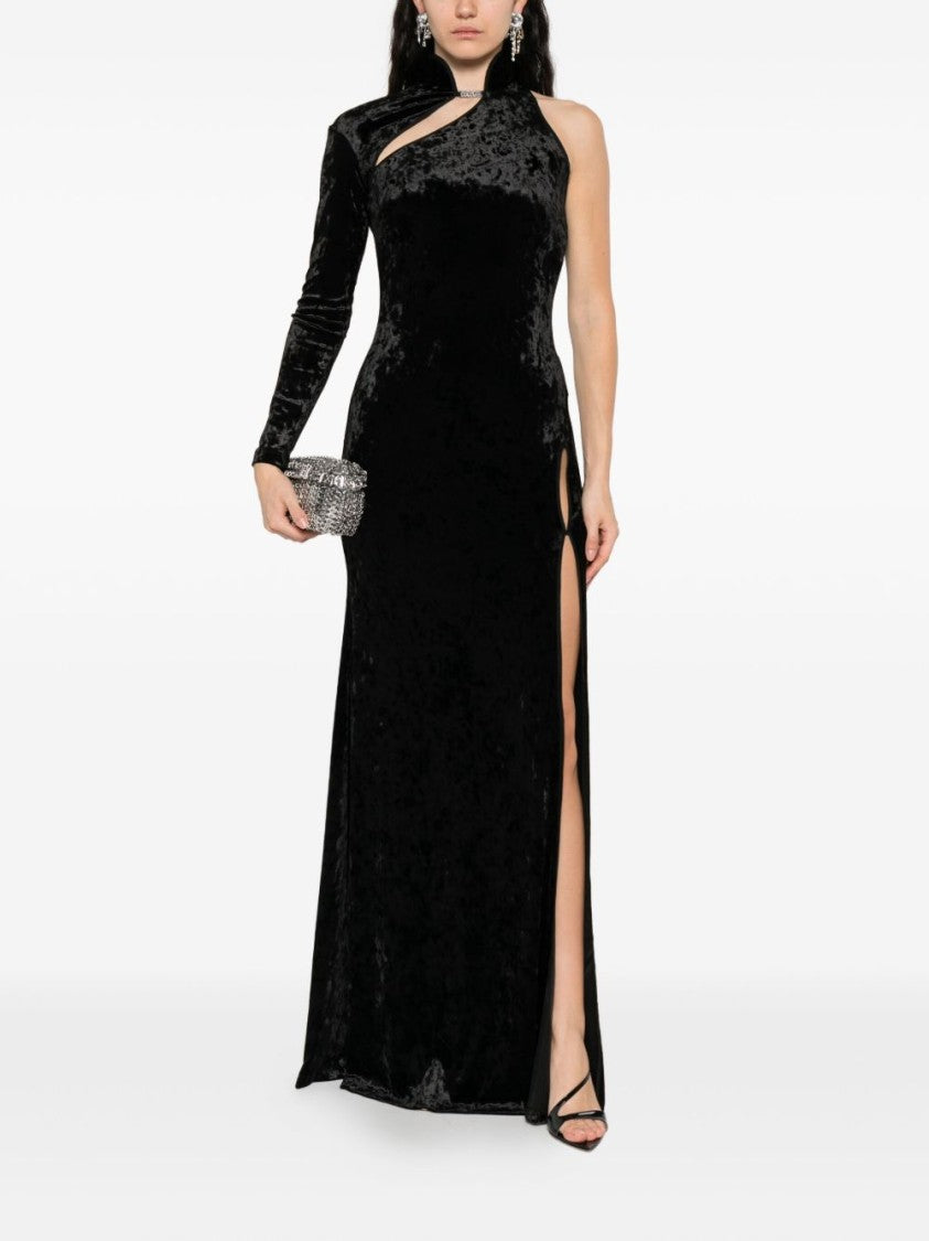 Versace Jeans Couture Asymmetrical Black Velvet Evening Dress