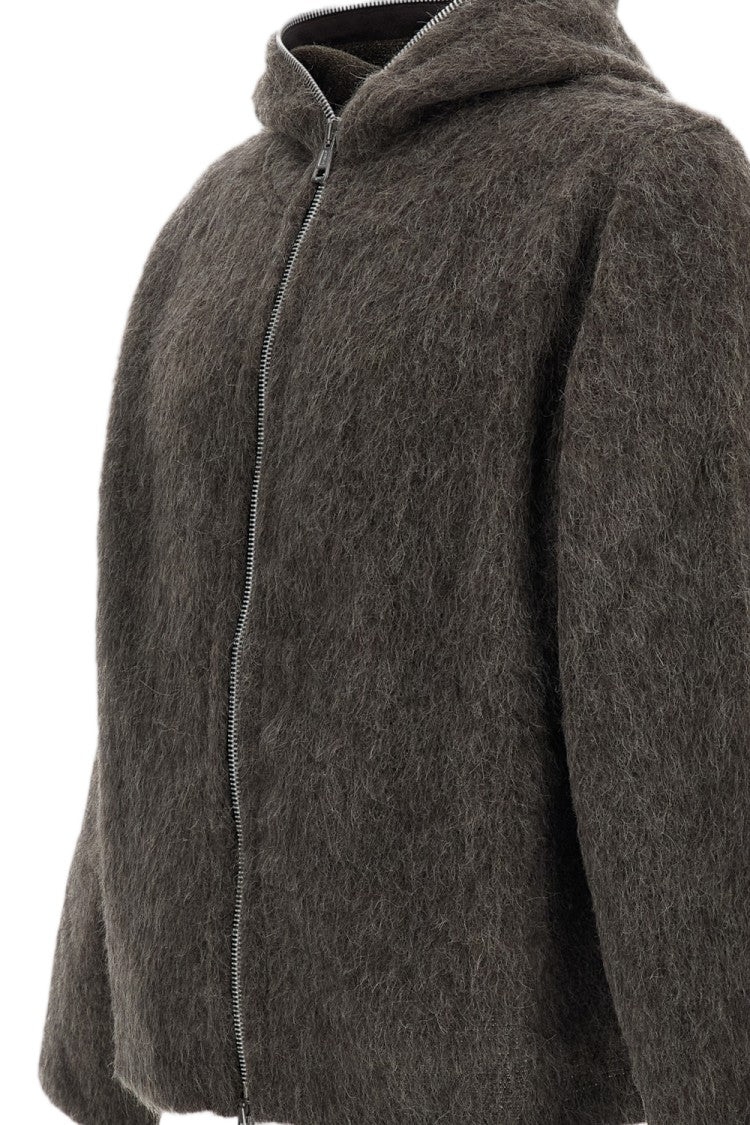 Our Legacy Brushed Wool Blend Hoodie With Two-Way Zip Closure