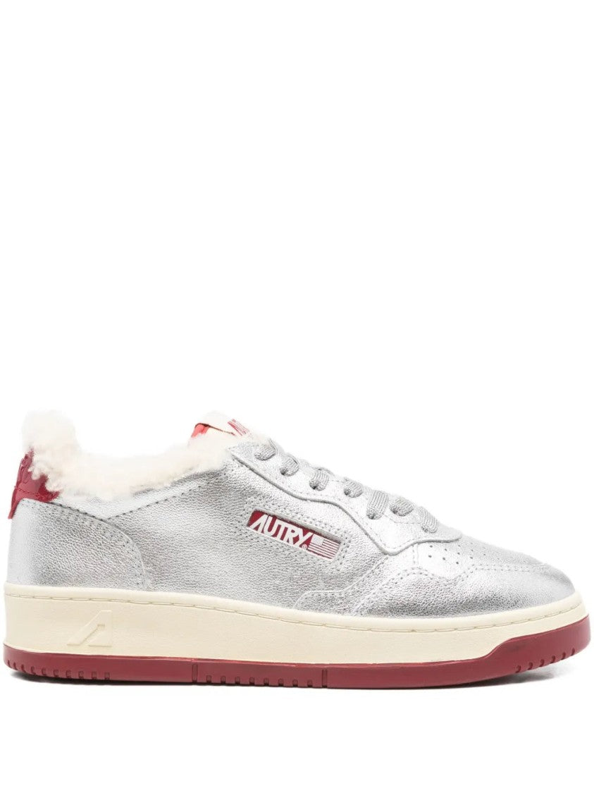 Autry Metallic Leather Shearling Trainers