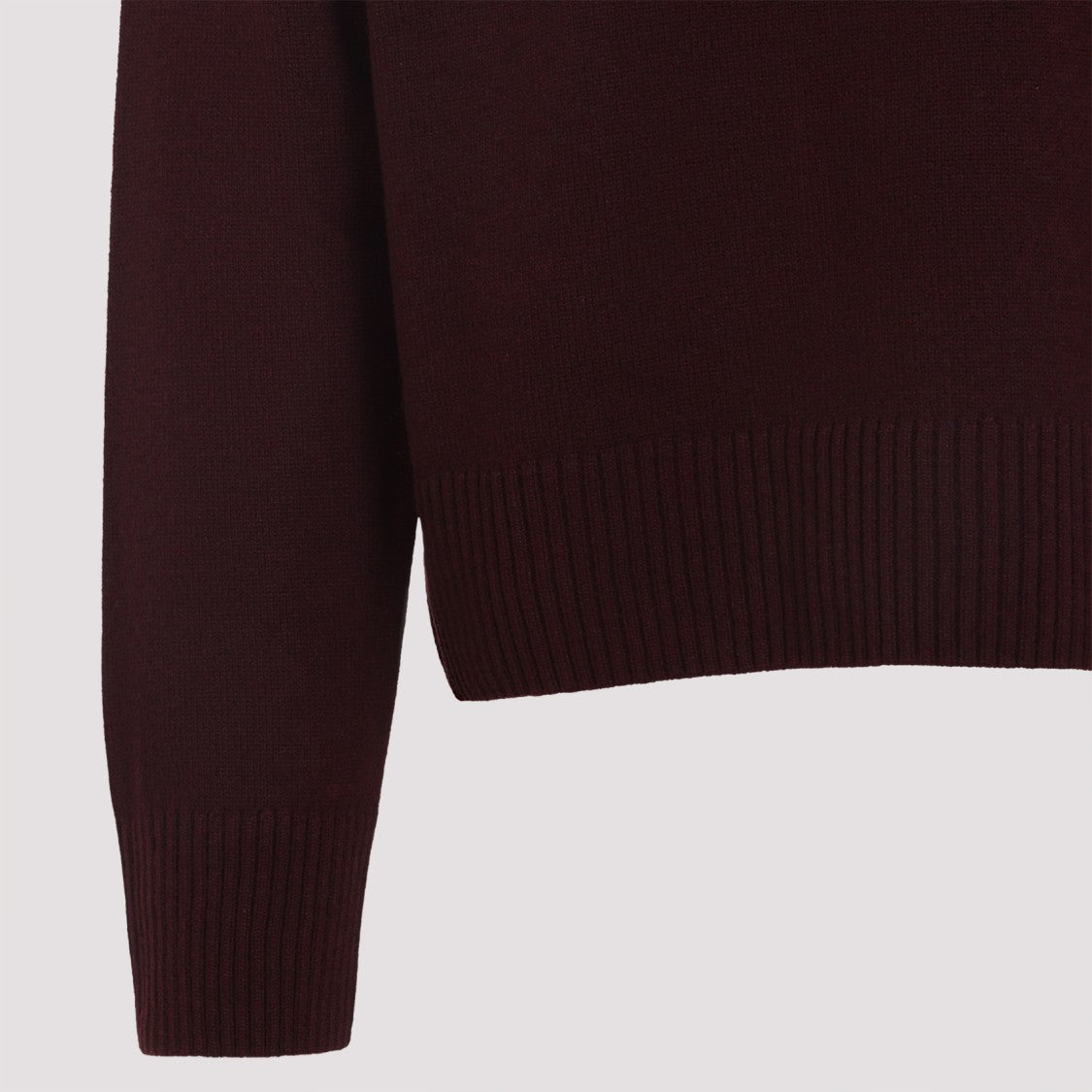 Ami High Neck Burgundy Sweater In Wool