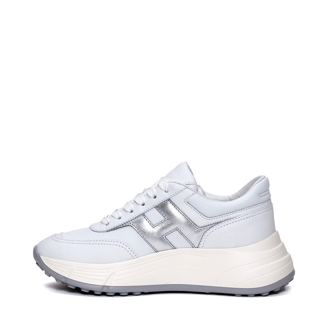Hogan Hi Fi H Silver Leather White Sneakers