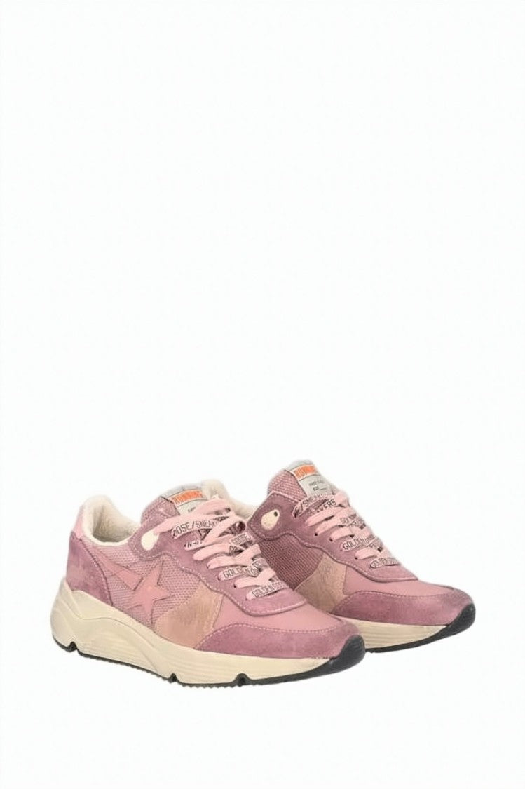 Golden Goose Layered Pink Suede And Mesh Sneakers