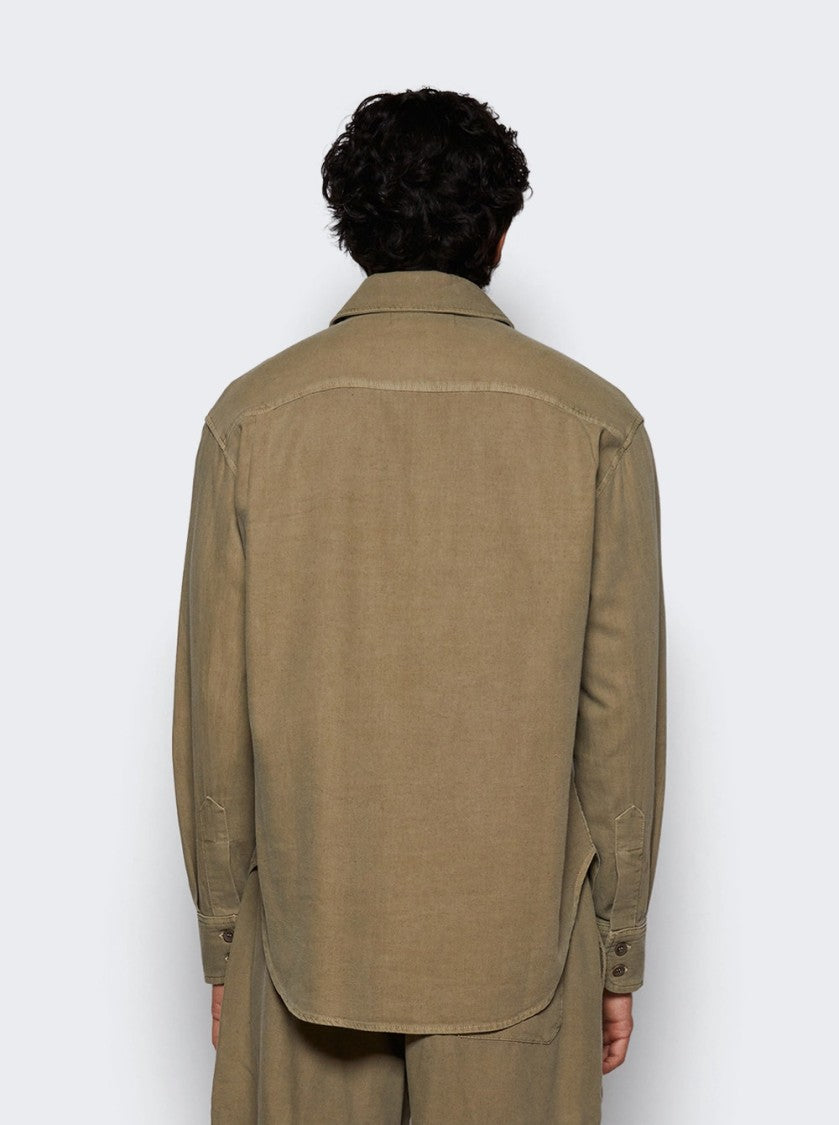 The Elder Statesman Early Dawn Overshirt New Olive