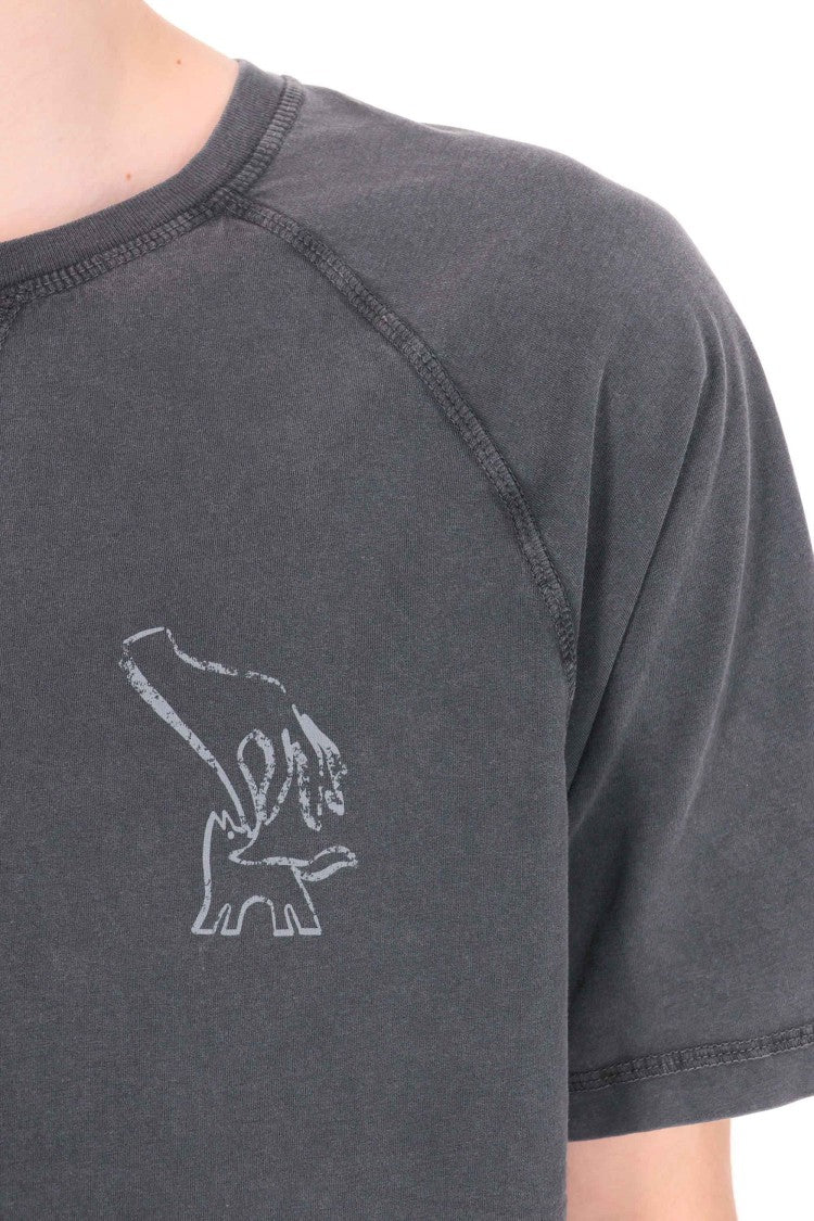 Maison Kitsuné Fountain Stamp Faded Cotton T-Shirt