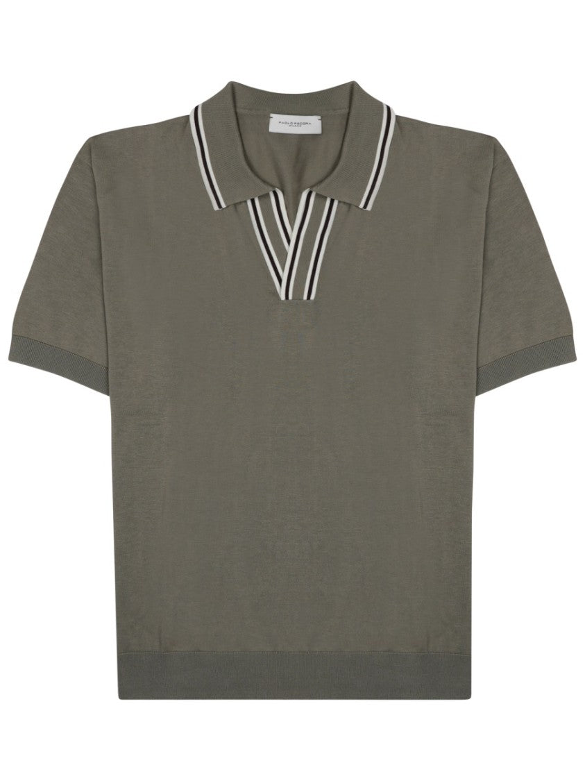 Paolo Pecora Milano Silk-Cotton Blend Polo Shirt With Contrasting Collar