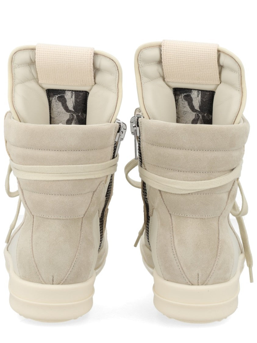 Rick Owens Geobasket High-Top Suede Panels Sneakers