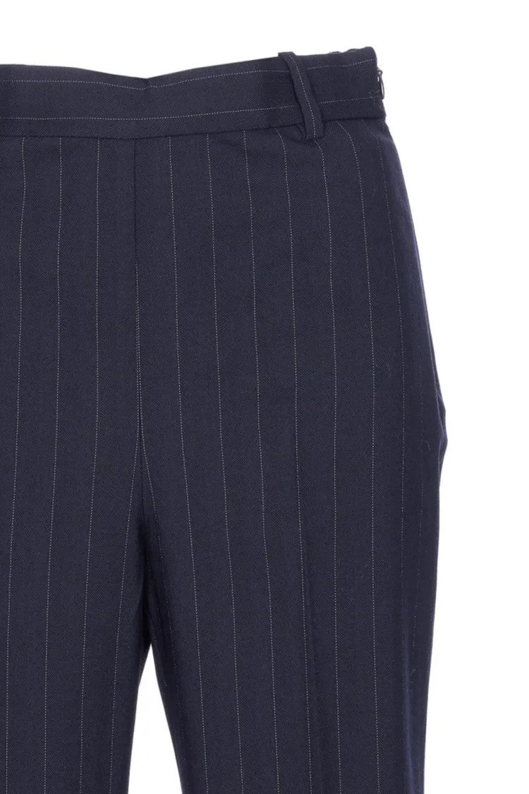 Pinko Blue Pinstripe Wool-Blend Wide-Leg Pants