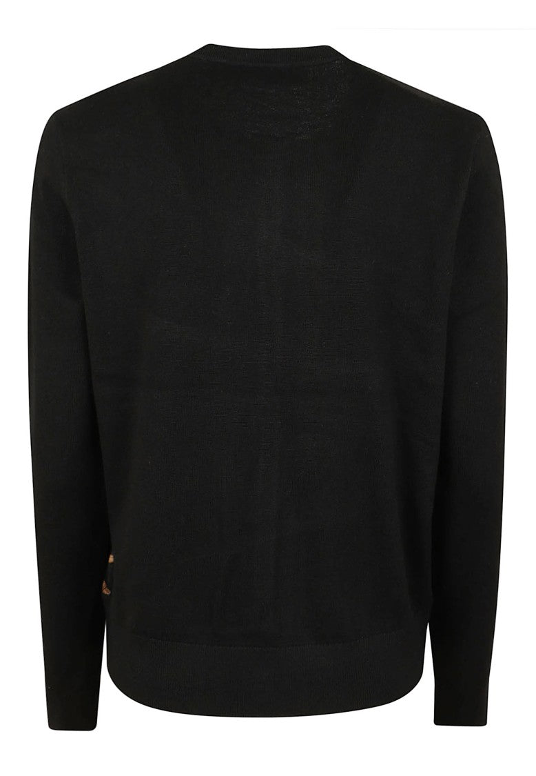 Lauren Contrasting Knit Printed Crewneck Cardigan