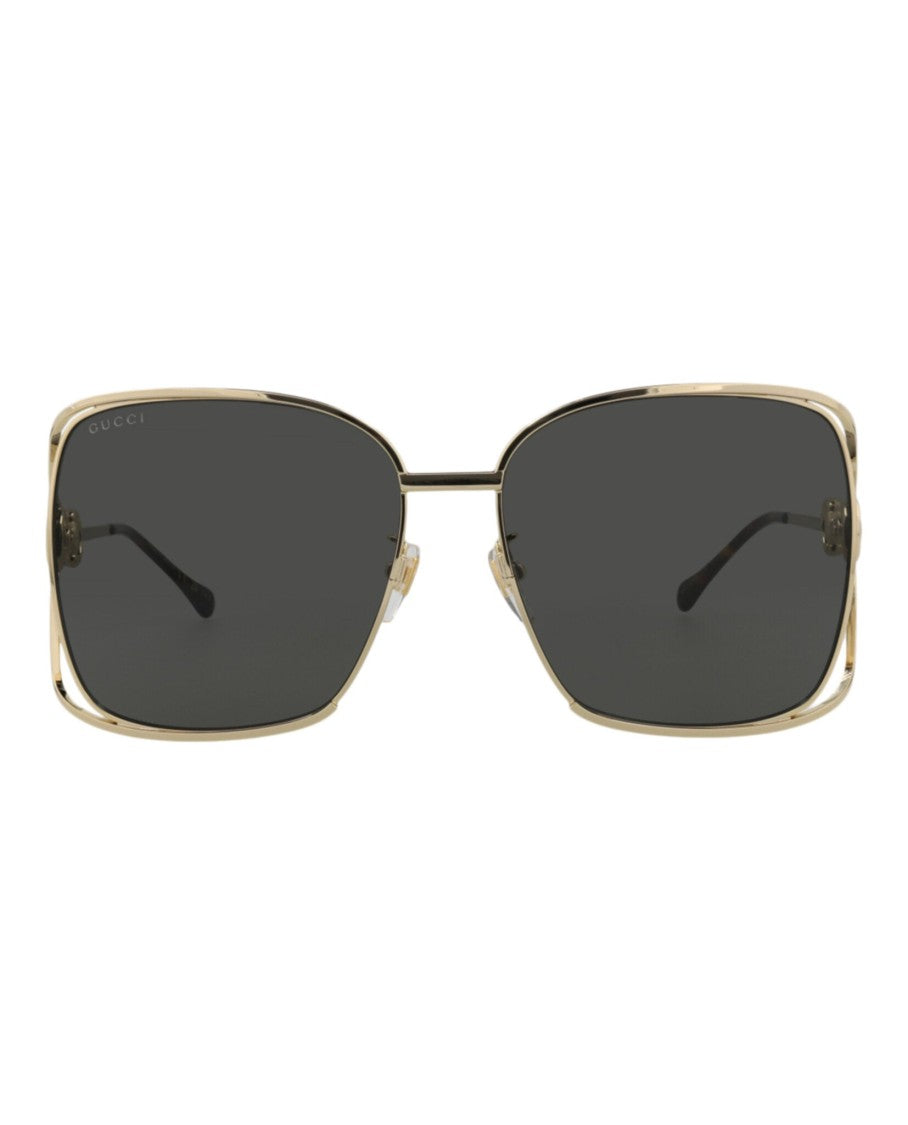 Gucci Square-Frame Metal Sunglasses