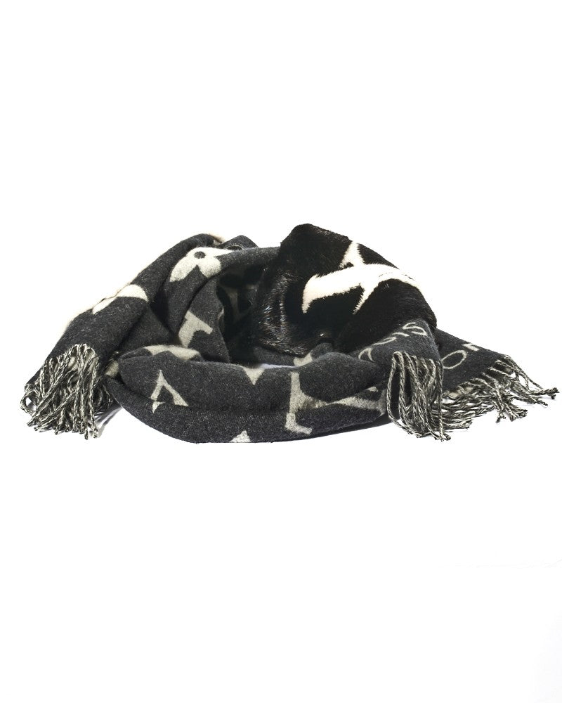 Louis Vuitton Black Monogram Cashmere Cold Mink Scarf