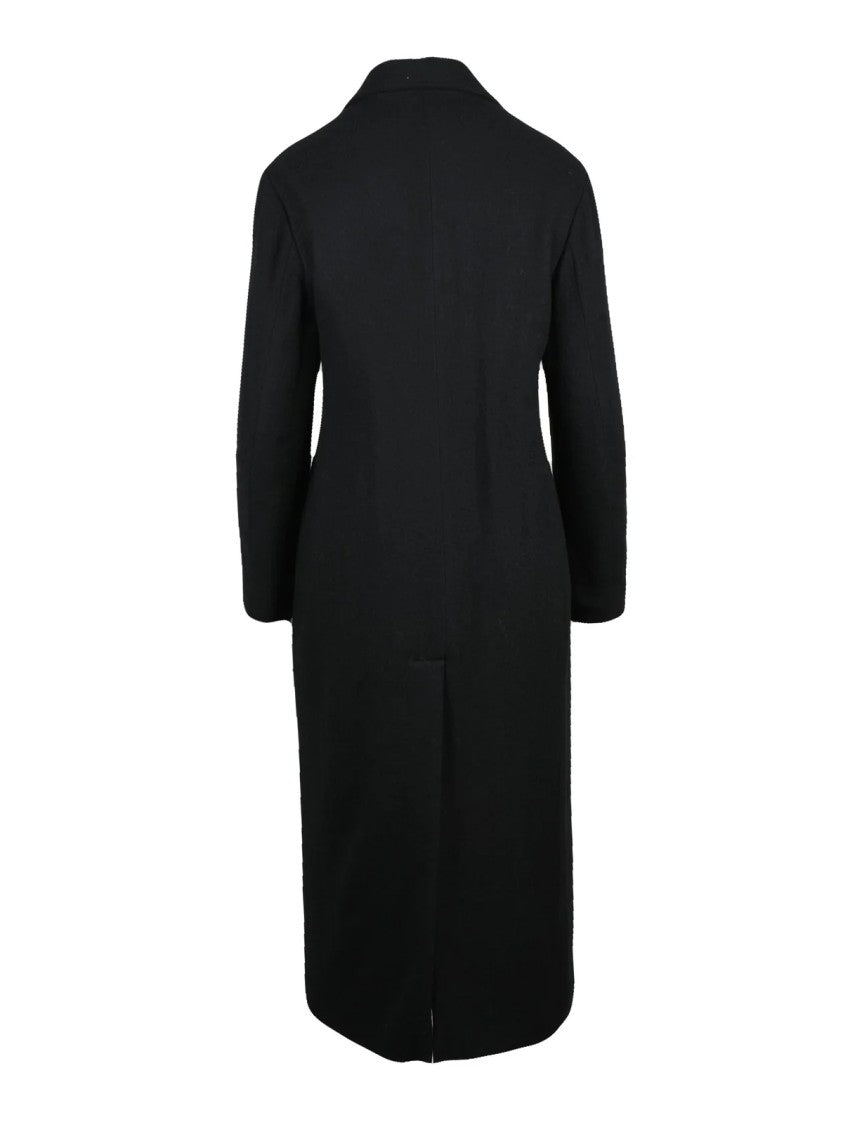 Yohji Yamamoto Double-Breasted Black Wool Coat With Tailored Silhouette