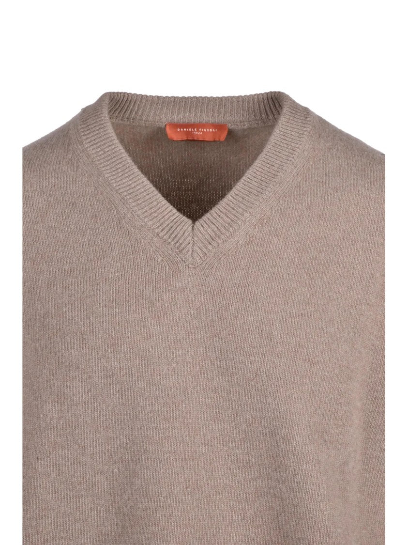 Daniele Fiesoli V-Neck Pullover In Extrafine Merino Wool And Cashmere Blend