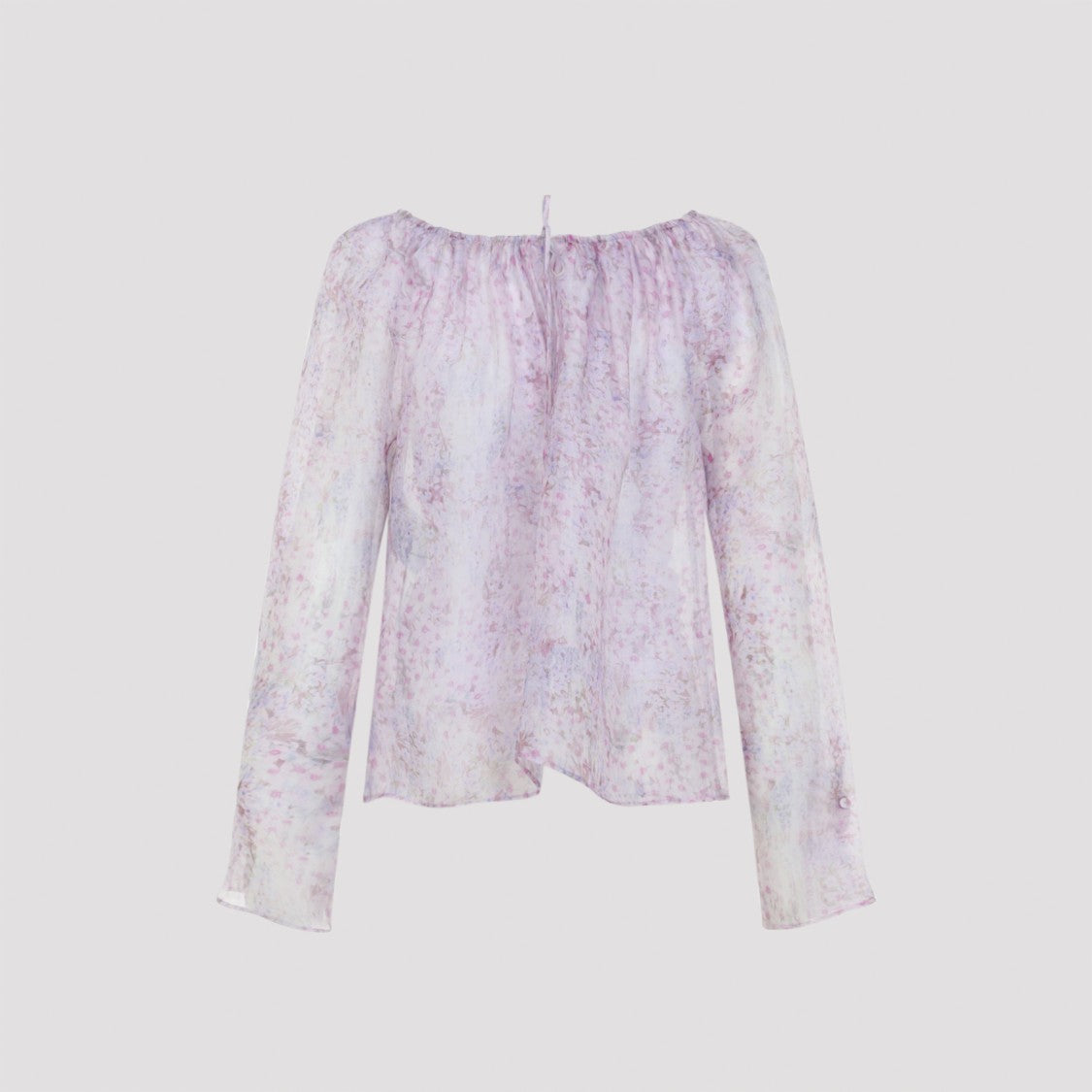 Alberta Ferretti Printed Organza Pink Silk Blouse