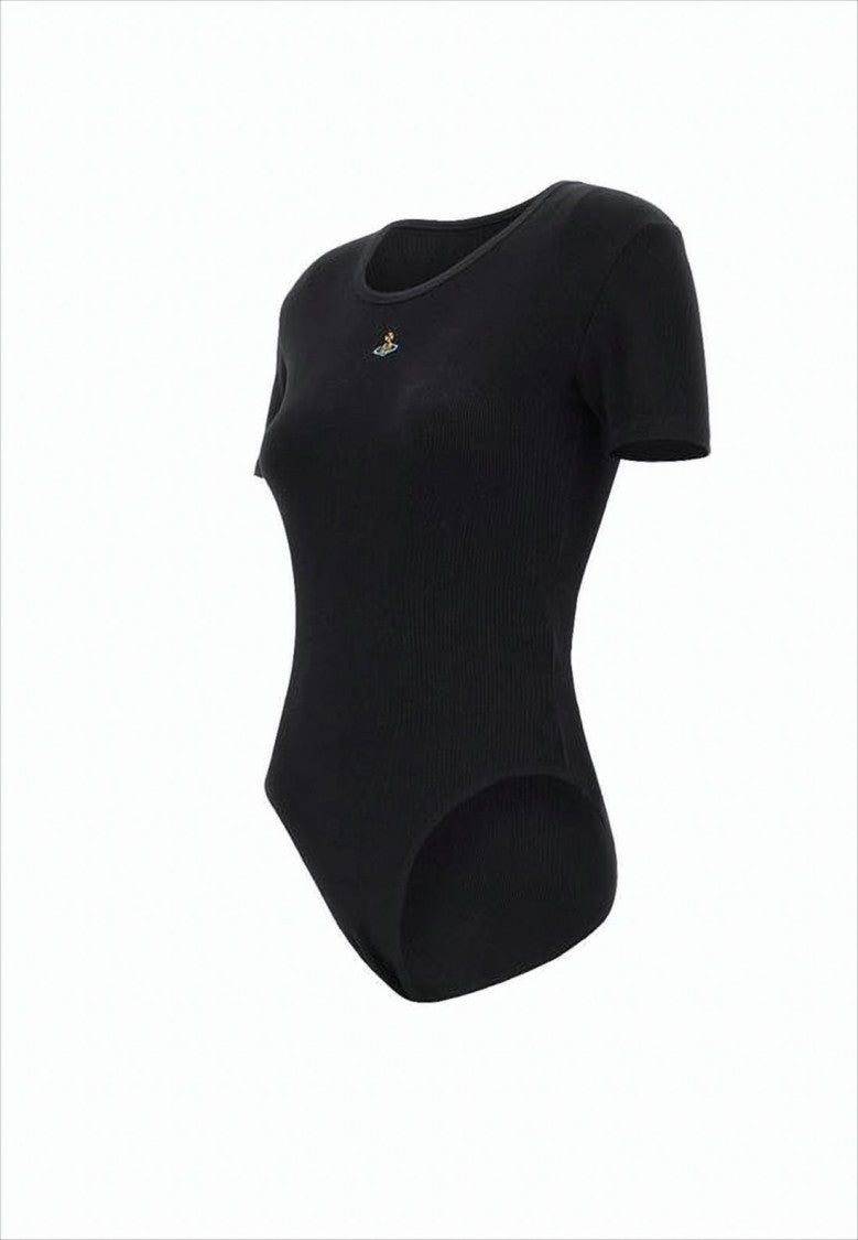 Vivienne Westwood Fitted Ribbed Bodysuit With Minimalist Design And Emblem