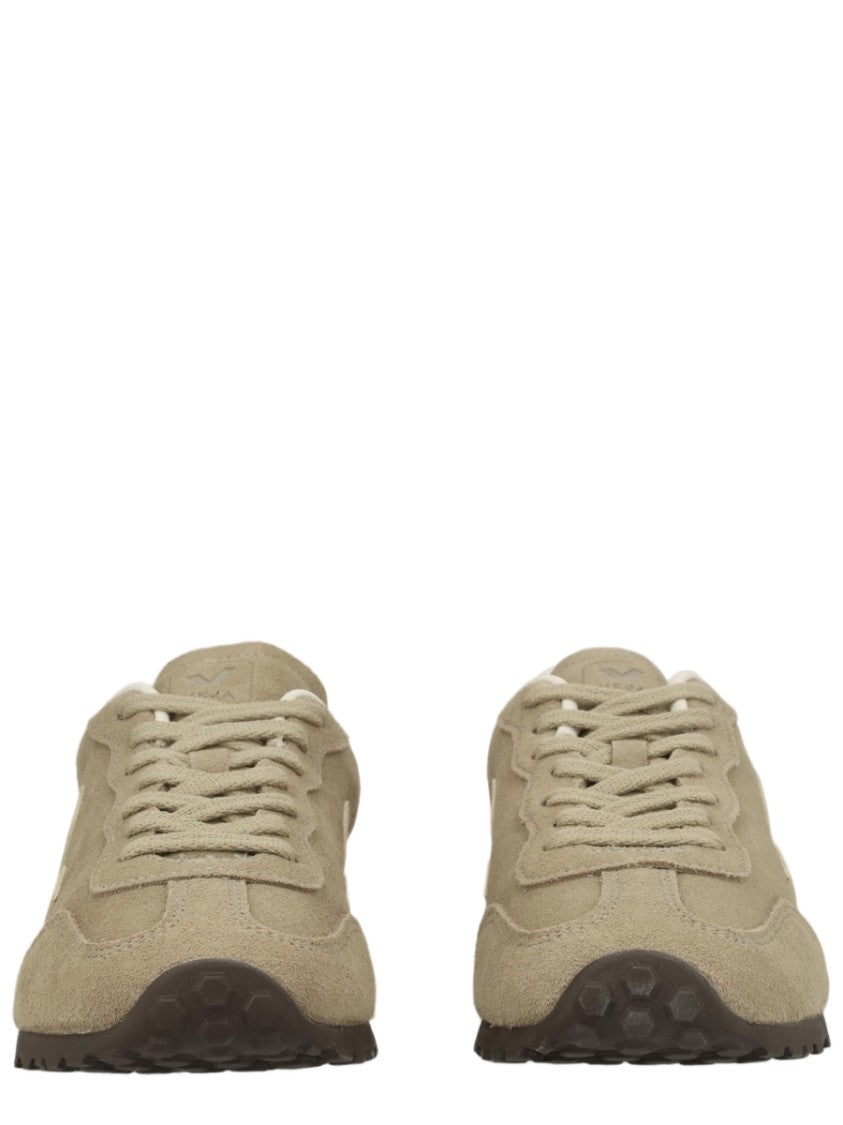 Veja Beige Suede Dark Sole Low-Top Sneakers