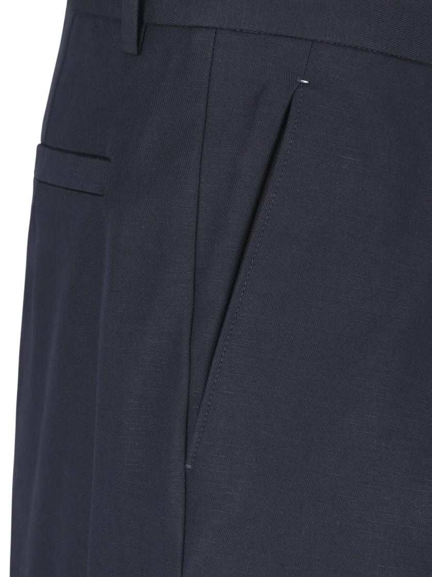 Zegna Blue Tailored Flat Front Technical Trousers