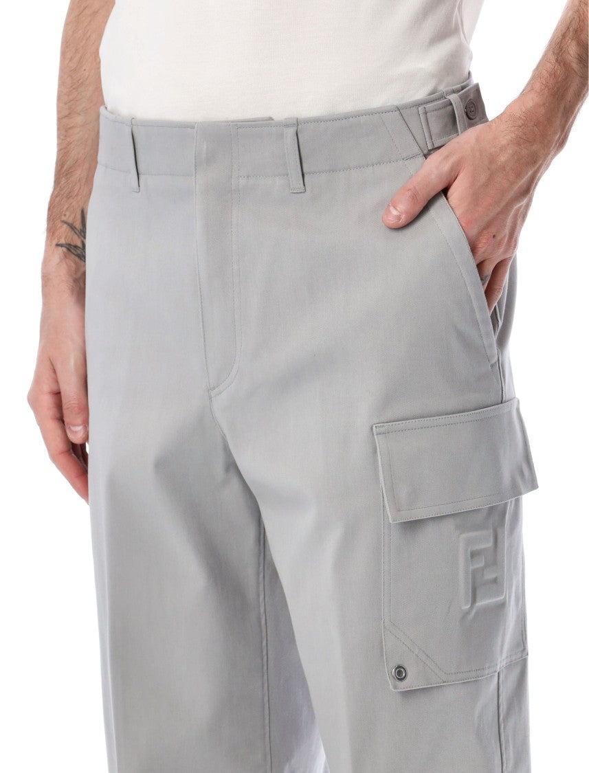 Fendi Gabardine Cargo Trousers With Embossed Ff Logo